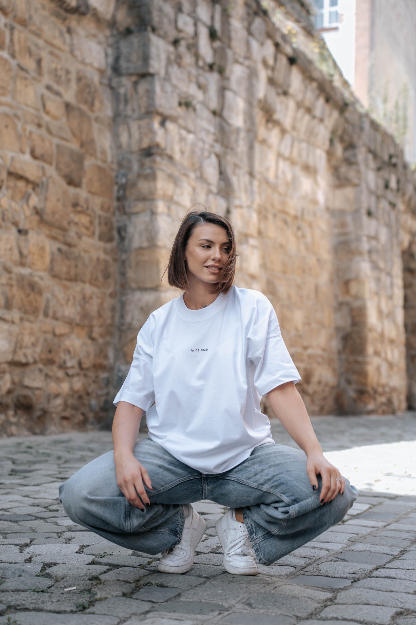 tricou oversized unisex minimalist alb