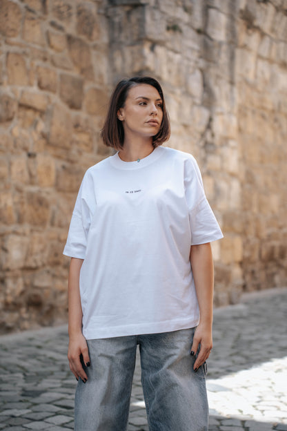 tricou oversized unisex minimalist alb