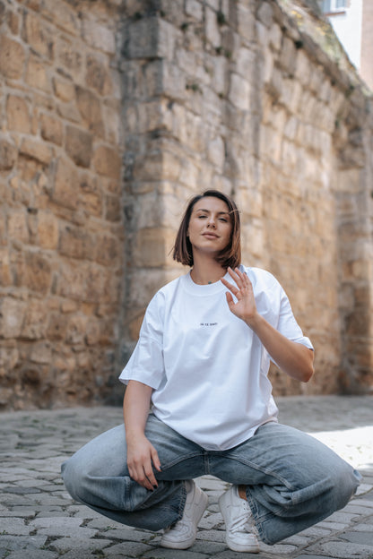 tricou oversized unisex minimalist alb