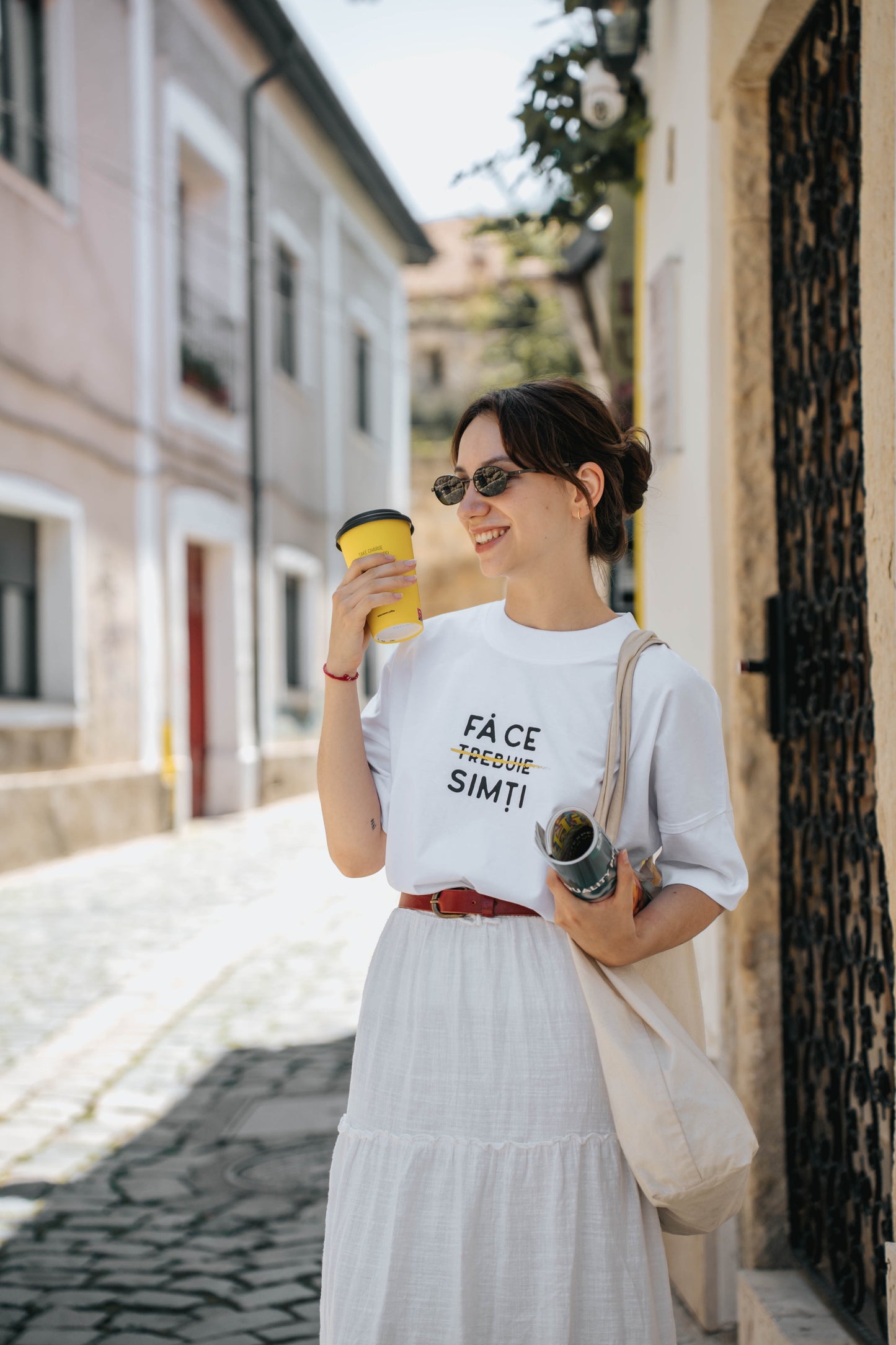 tricou oversized unisex fă ce "trebuie" simți alb