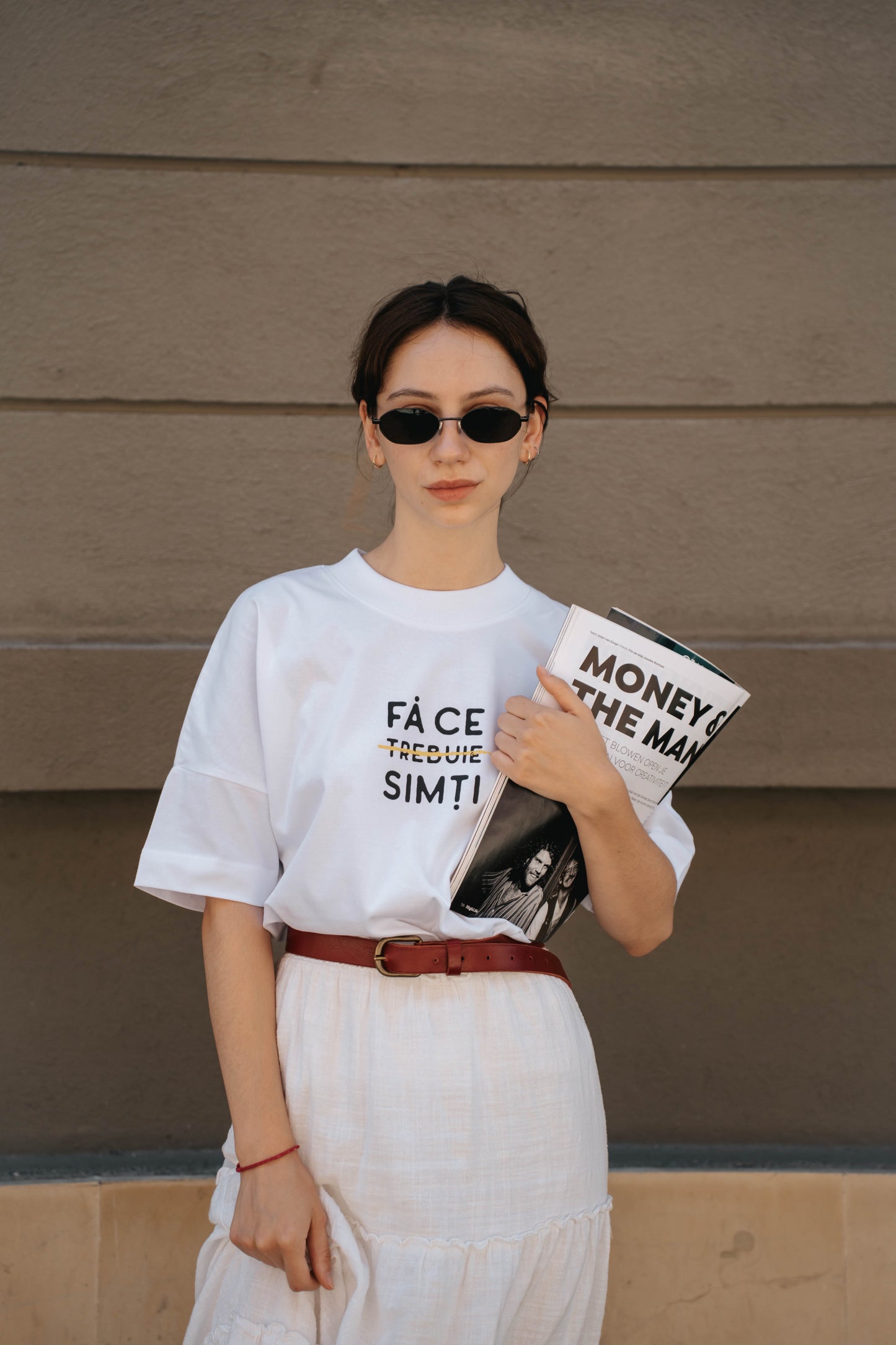 tricou oversized unisex fă ce "trebuie" simți alb