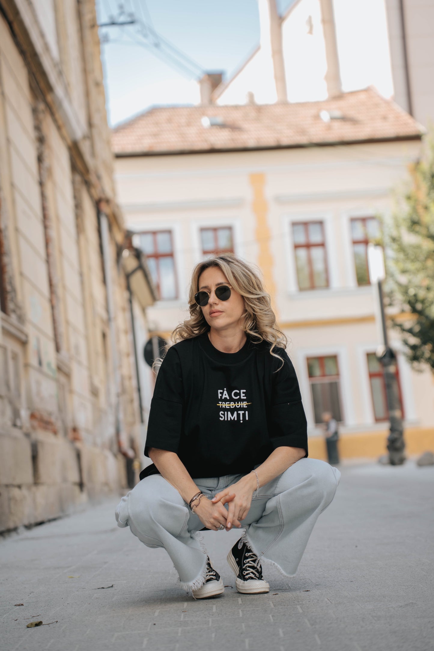 tricou oversized unisex fă ce "trebuie" simți negru