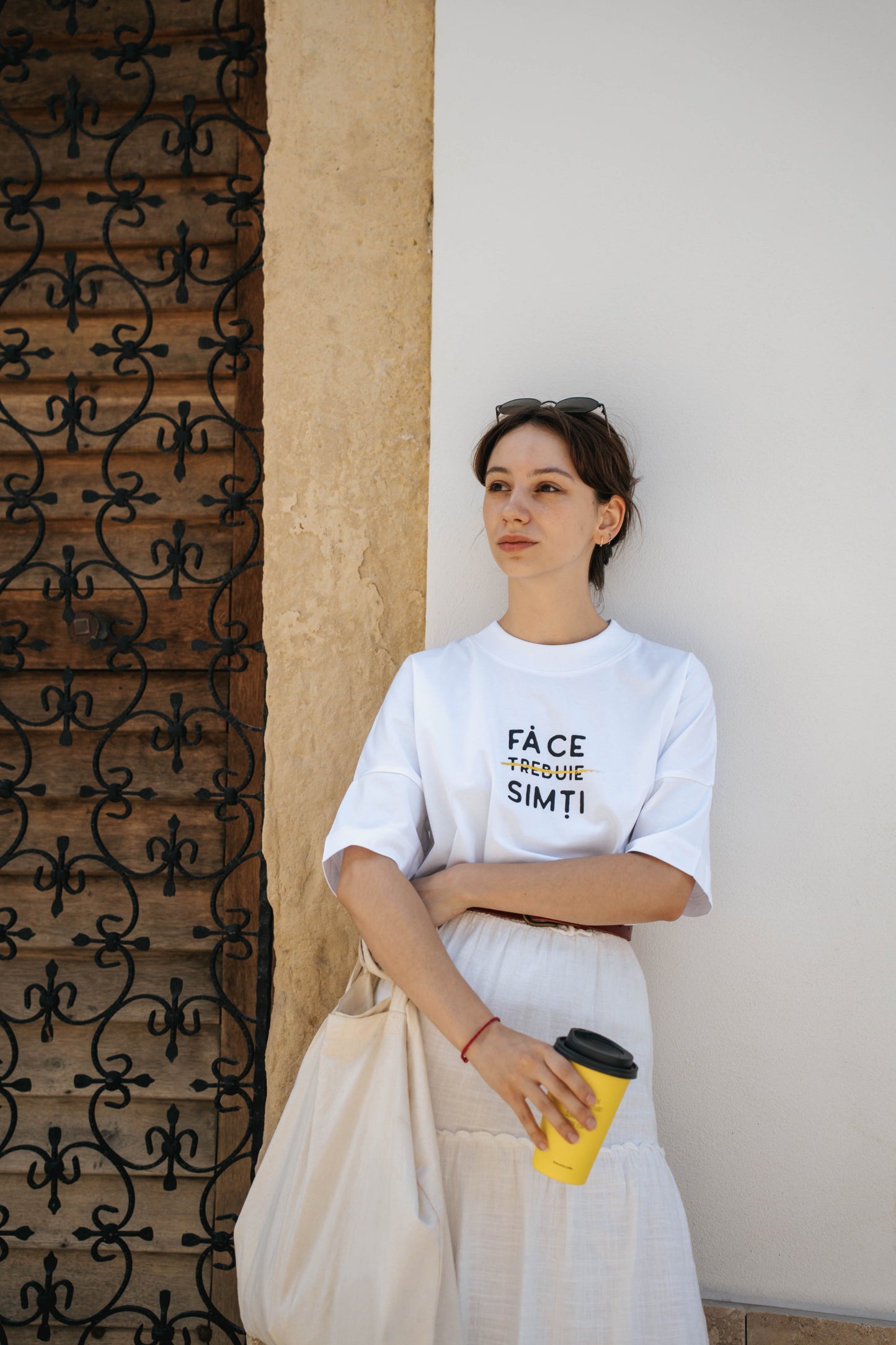 tricou oversized unisex fă ce "trebuie" simți alb