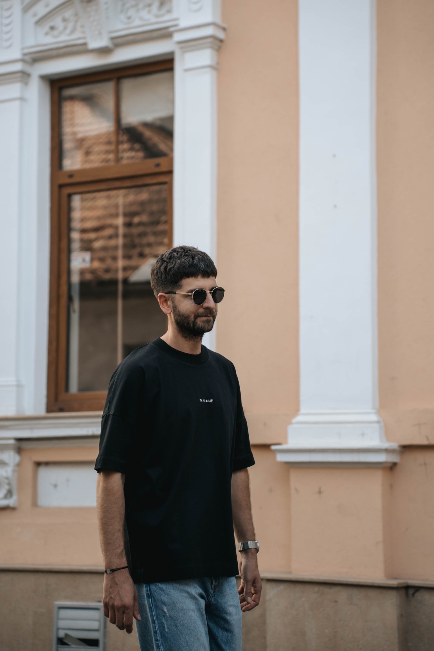 tricou oversized unisex minimalist negru