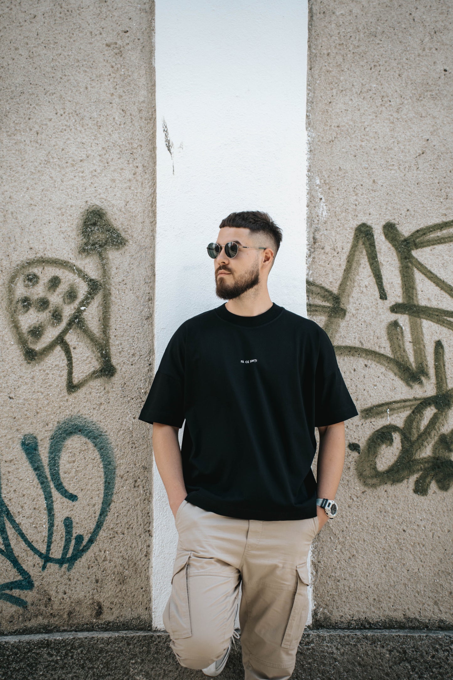 tricou oversized unisex minimalist negru