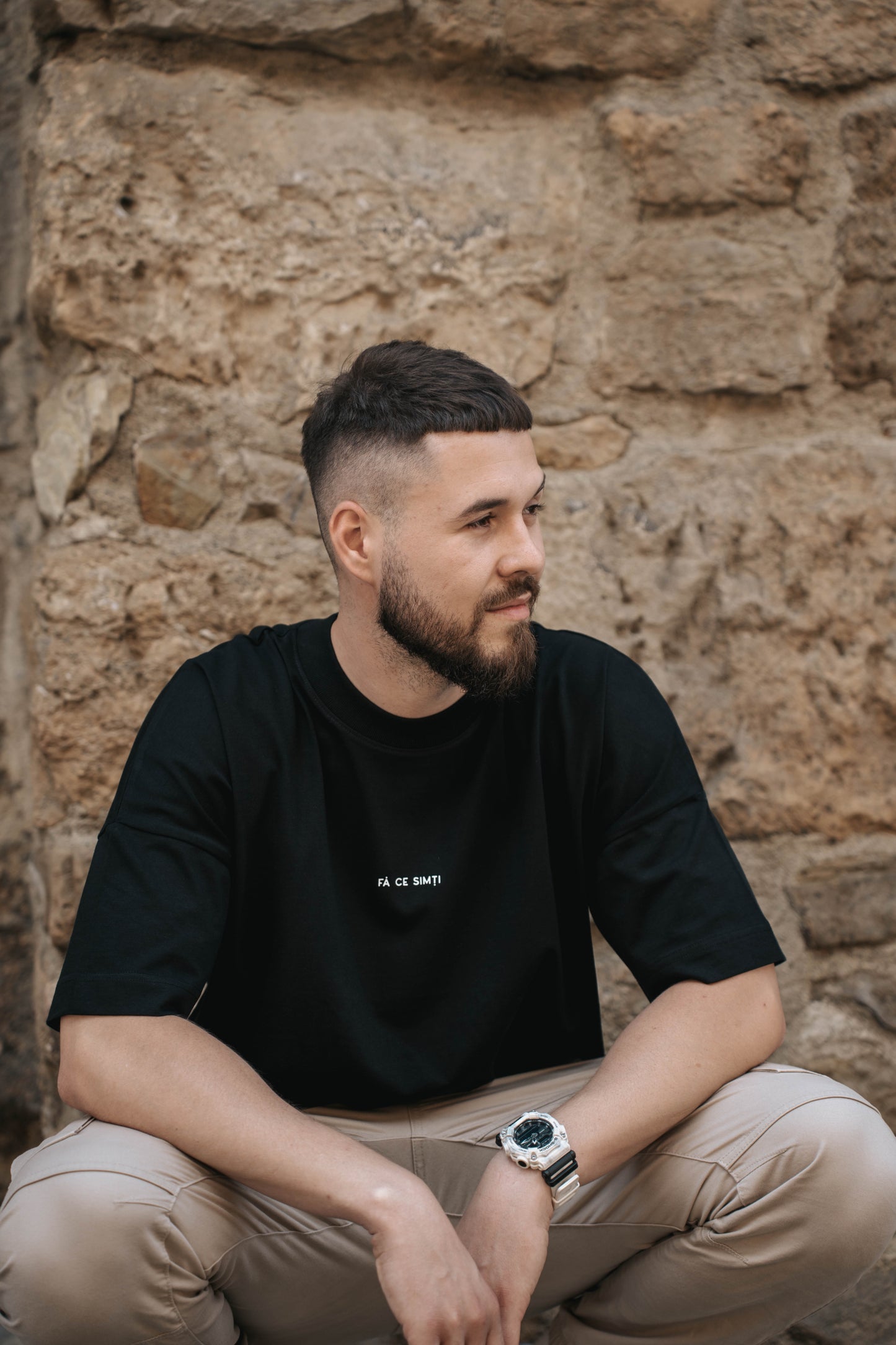 tricou oversized unisex minimalist negru