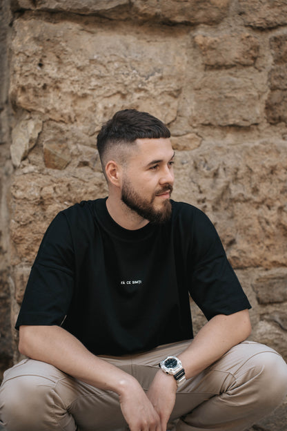 tricou oversized unisex minimalist negru