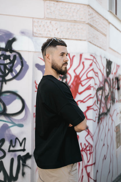 tricou oversized unisex minimalist negru