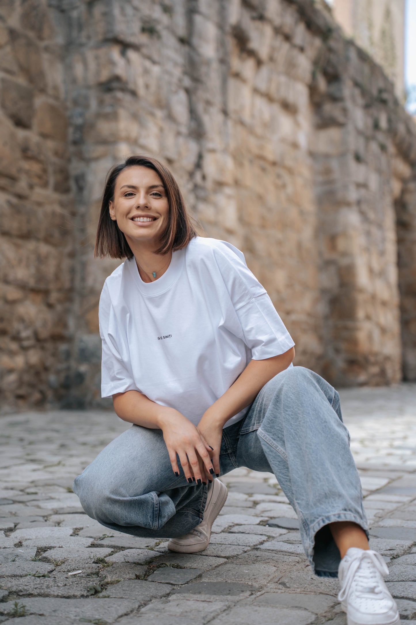 tricou oversized unisex minimalist alb