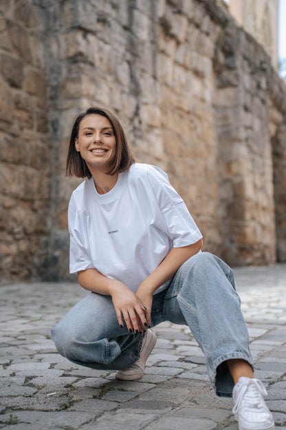 tricou oversized unisex minimalist alb