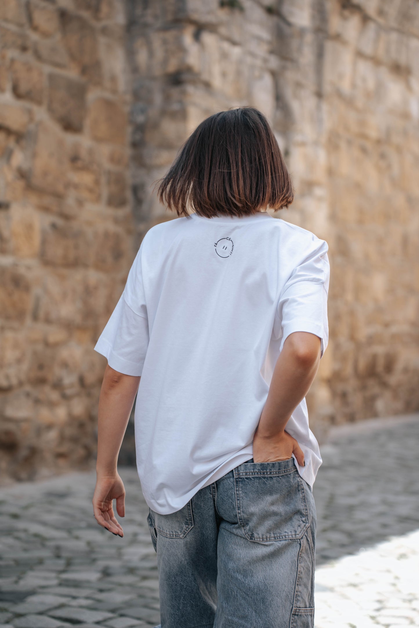 tricou oversized unisex minimalist alb