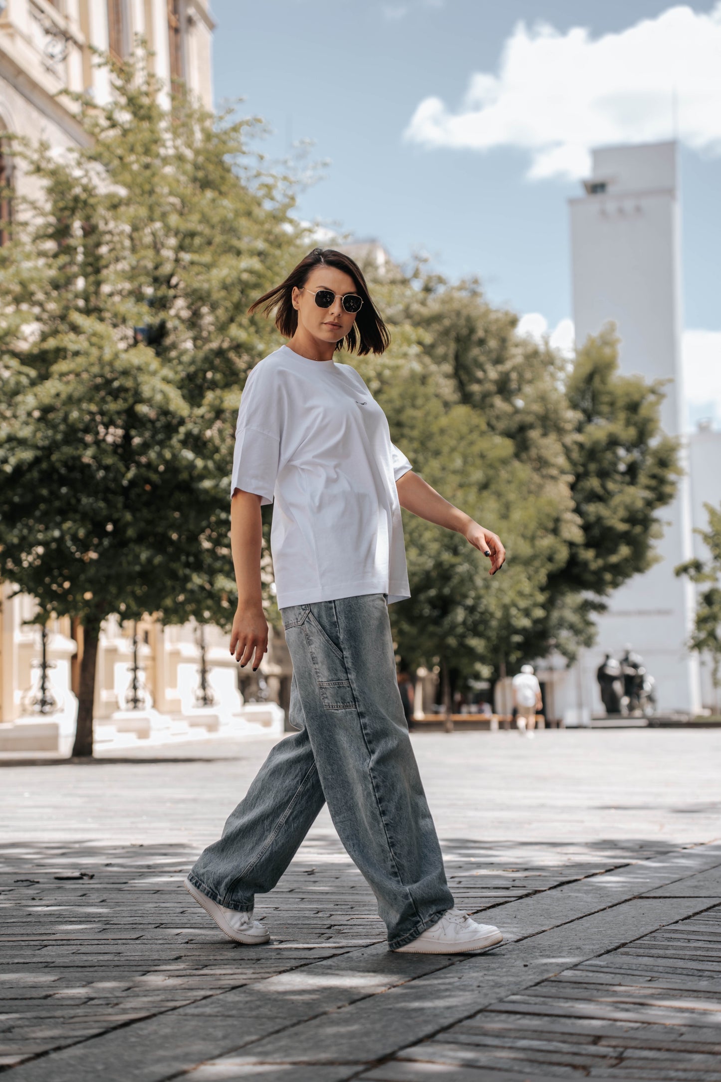 tricou oversized unisex minimalist alb