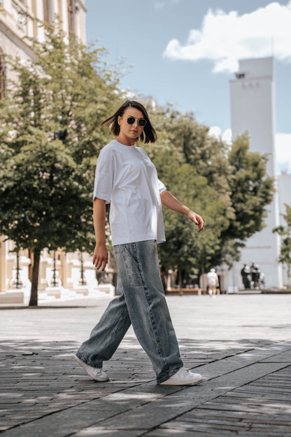 tricou oversized unisex minimalist alb